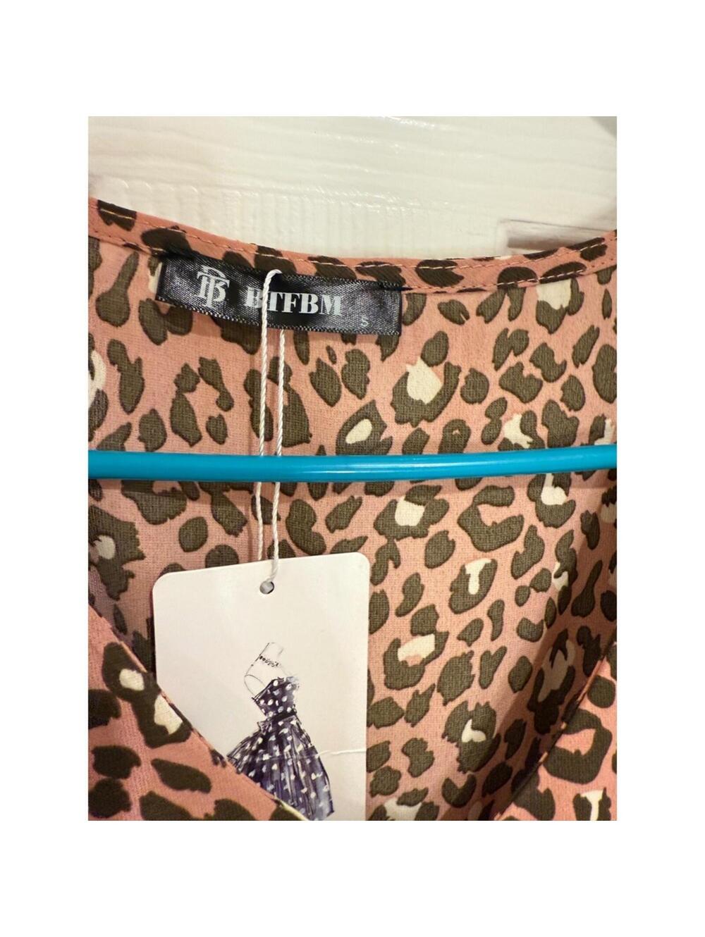 :)‎ BTBM Leopard Print V-Neck Short Sleeve Dress [COPY] - Picture 3 of 5